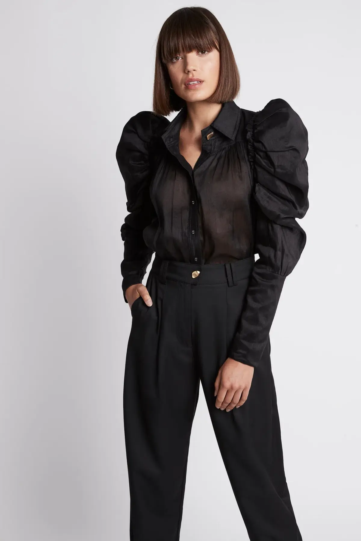 Aje Kindred Butterfly Sleeve Shirt Black Size 10  - Image 2