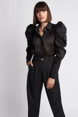 Aje Kindred Butterfly Sleeve Shirt Black Size 10 for rent on The Volte - image 2