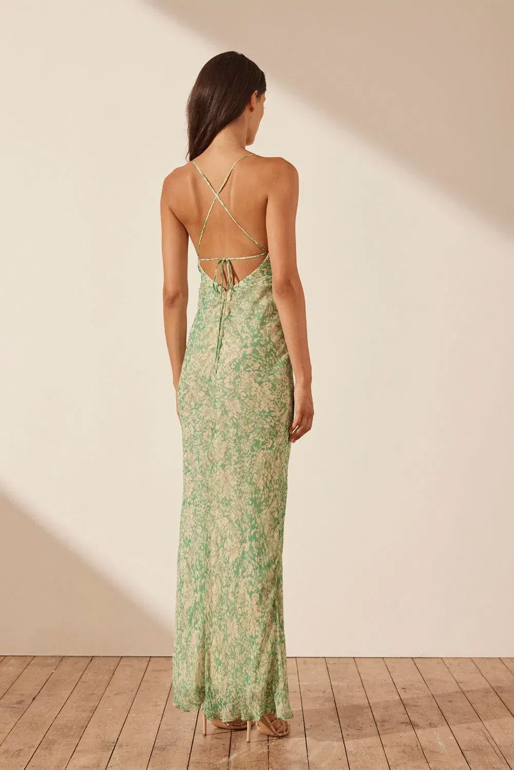 Shona Joy Belvedere Back Bias Maxi Dress Green Size 8 for rent on The Volte - main image