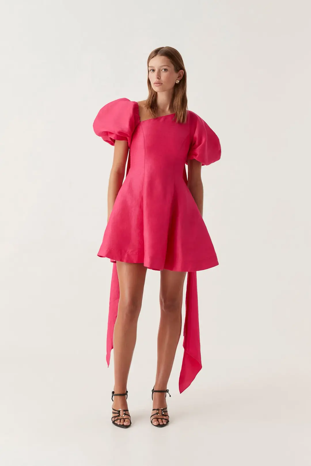 Aje Arista Tulip Sleeve Mini Dress Bougainvillea Red Size 10 for rent on The Volte - main image