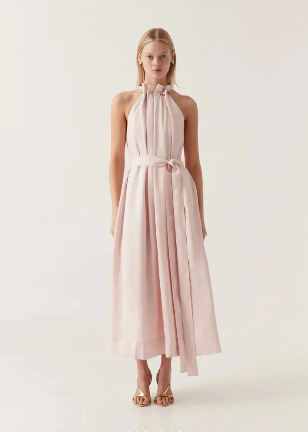 Aje Mariel Trapeze Midi Dress in Soft Pink Size 6 for rent on The Volte - main image