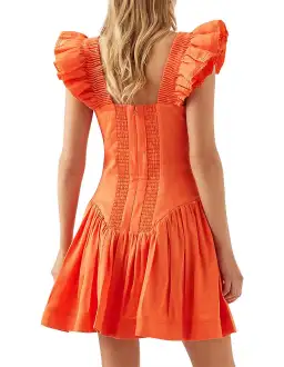Aje Simone Frill Sleeve Mini Dress Orange Size XS / AU 6 for rent on The Volte - image 3
