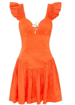 Aje Simone Frill Sleeve Mini Dress Orange Size XS / AU 6 for rent on The Volte - image 4